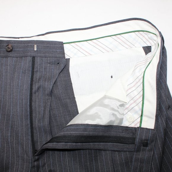 LAUREN Ralph Lauren Green Label Pleated NWT Mens 43 x 30 Gray Striped Wool Pants - Picture 7 of 8